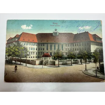 Pocztówka Brzeg Brieg Liceum Miejskie FELDPOST 1917