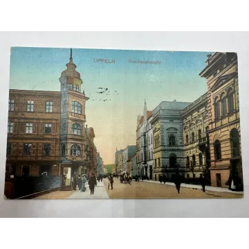 Pocztówka OPOLE Oppeln Krakauerstrasse Hotel Deutsches Haus FELDPOST 1917