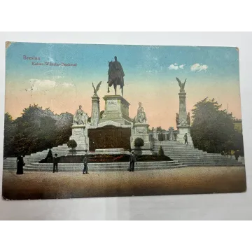 Pocztówka Breslau Wrocław Pomnik cesarza Wilhelma I FELDPOST 1918