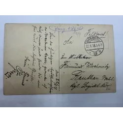 Pocztówka Breslau Wrocław Pomnik cesarza Wilhelma I FELDPOST 1918