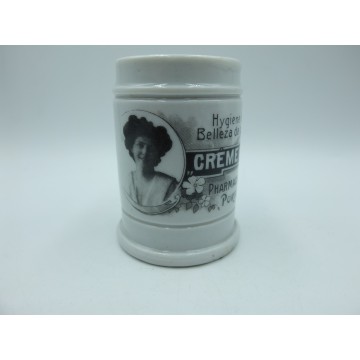 Antique porcelain jar Creme IDEAL jar Farmacia Carvalho Porto Aleegre, Brasil