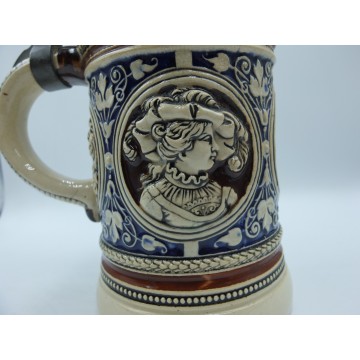 Stary przedwojenny kufel ceramiczny Ein guter trunk macht alte jung 0,5 L.