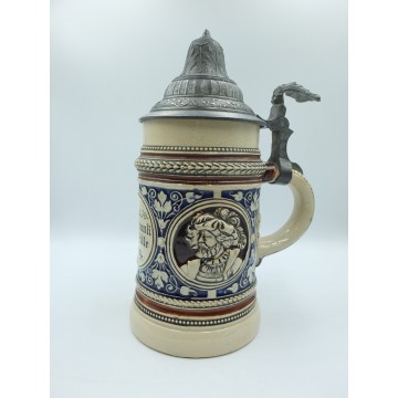 Stary przedwojenny kufel ceramiczny Ein guter trunk macht alte jung 0,5 L.