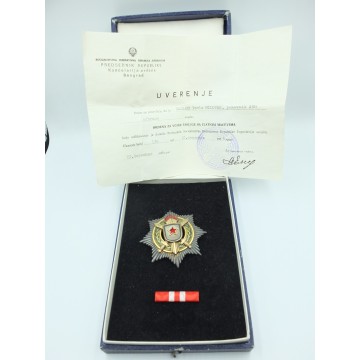 Jugosławia, Order Zasługi Wojskowej II klasa + pudełko + dokument