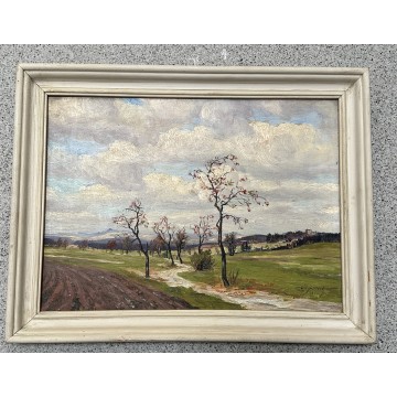 Obraz  pejzaż droga wiejska jesienią  - WALTER HENKER 1902-1932