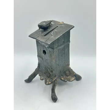 Antyczna skarbonka w stylu secesyjnym, domek dla ptaków - SPRZEDANA