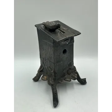 Antyczna skarbonka w stylu secesyjnym, domek dla ptaków - SPRZEDANA